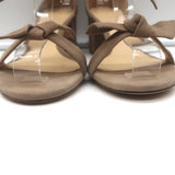 Alexandre Birman Clarita Bow Sandals Beige Suede Size 40 Ankle Strap Heels NEW