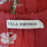 Ulla Johnson Clementine Tiered Midi Dress Red Floral Print Swiss Dot Size 8