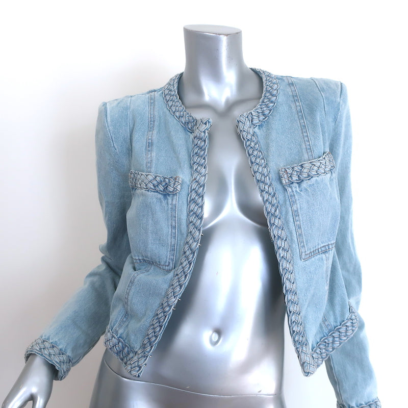 Veronica Beard Arrowe Braided Denim Jacket Light Blue Size 4