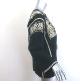 Isabel Marant Etoile Vince Embroidered Tassel Top Black Cotton Size 38