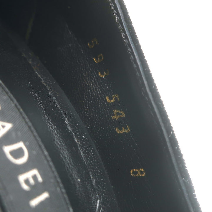 Casadei Velvet Ankle Strap Peep Toe Platform Pumps Black Size 38 NEW