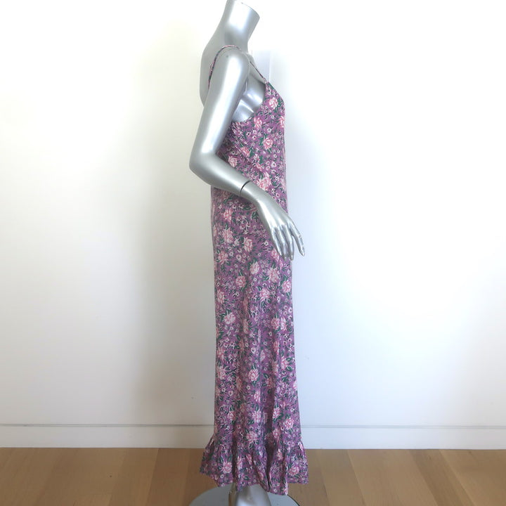 Mille Roma Midi Slip Dress Lavender Floral Block Print Cotton Size Medium NEW