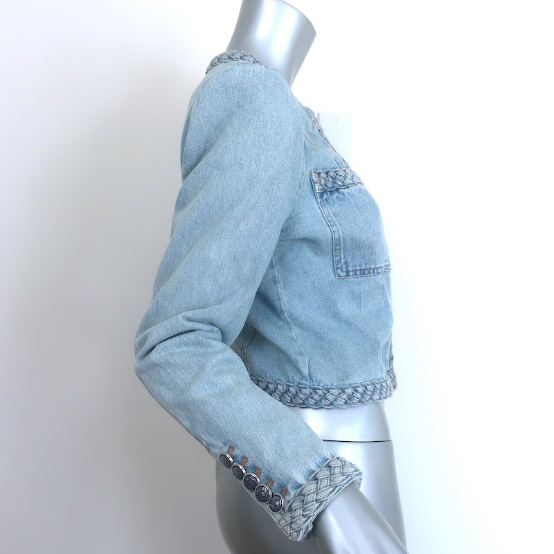 Veronica Beard Arrowe Braided Denim Jacket Light Blue Size 4