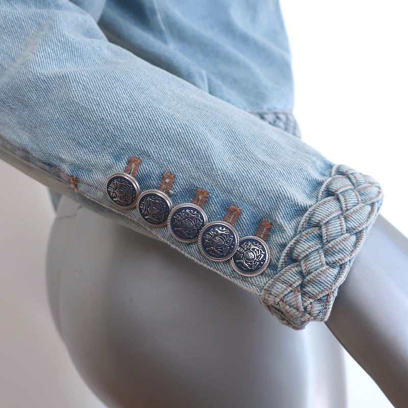 Veronica Beard Arrowe Braided Denim Jacket Light Blue Size 4