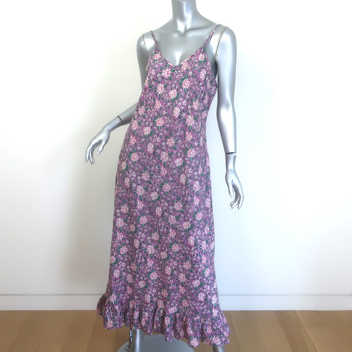 Mille Roma Midi Slip Dress Lavender Floral Block Print Cotton Size Medium NEW