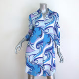 L'Agence Addison Shirt Dress Blue Printed Stretch Jersey Size Small NEW