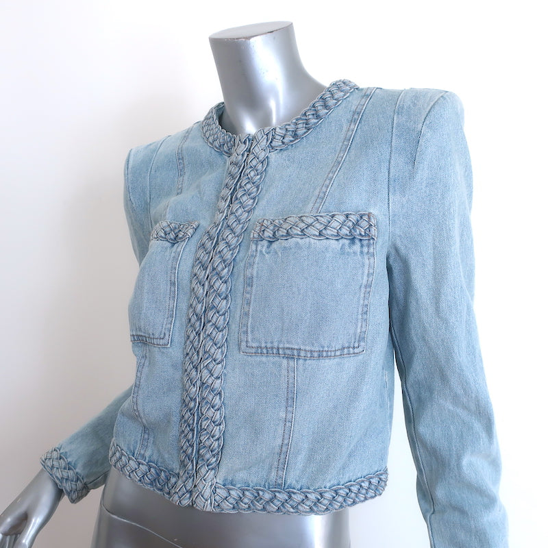 Veronica Beard Arrowe Braided Denim Jacket Light Blue Size 4
