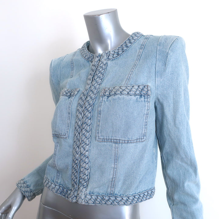 Veronica Beard Arrowe Braided Denim Jacket Light Blue Size 4
