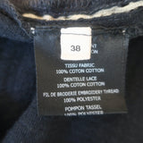 Isabel Marant Etoile Vince Embroidered Tassel Top Black Cotton Size 38