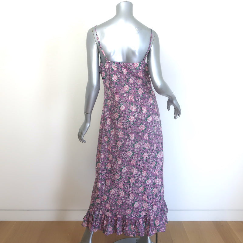 Mille Roma Midi Slip Dress Lavender Floral Block Print Cotton Size Medium NEW