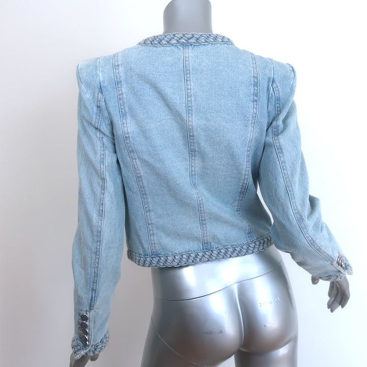 Veronica Beard Arrowe Braided Denim Jacket Light Blue Size 4