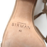 Alexandre Birman Clarita Bow Sandals Beige Suede Size 40 Ankle Strap Heels NEW