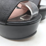 Gucci Platform Ankle Strap Sandals Black Leather Size 37.5