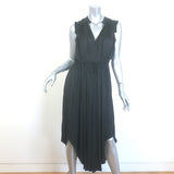 Ulla Johnson Tullia Sleeveless Midi Dress Black Pleated Satin Size 2