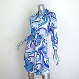 L'Agence Addison Shirt Dress Blue Printed Stretch Jersey Size Small NEW