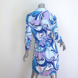 L'Agence Addison Shirt Dress Blue Printed Stretch Jersey Size Small NEW