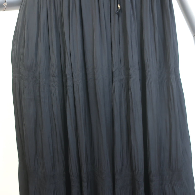 Ulla Johnson Tullia Sleeveless Midi Dress Black Pleated Satin Size 2