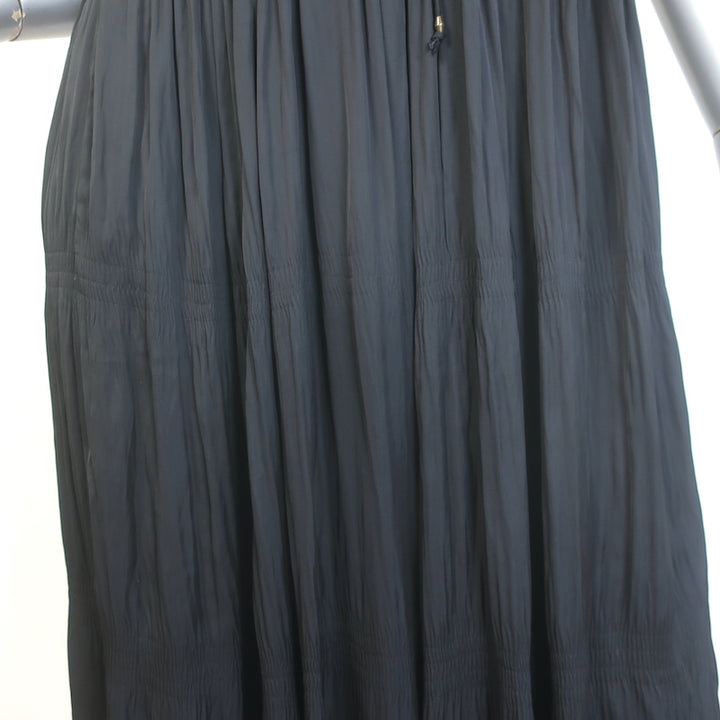 Ulla Johnson Tullia Sleeveless Midi Dress Black Pleated Satin Size 2