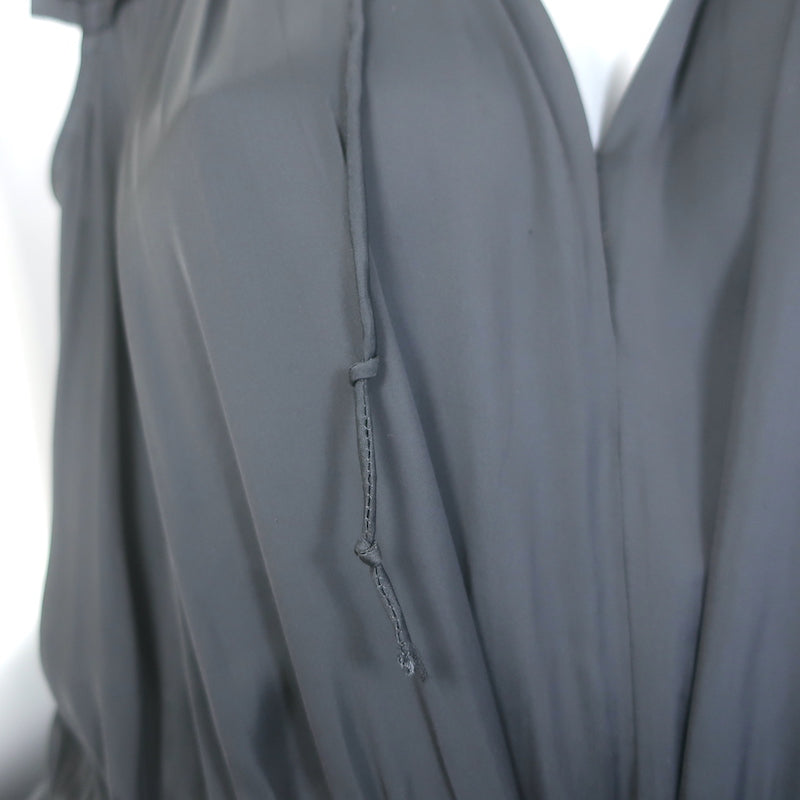 Ulla Johnson Tullia Sleeveless Midi Dress Black Pleated Satin Size 2