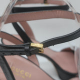 Gucci Platform Ankle Strap Sandals Black Leather Size 37.5