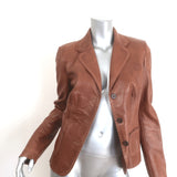 Elie Tahari Leather Blazer Brown Leather Size Medium Three-Button Jacket