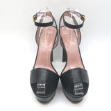 Gucci Platform Ankle Strap Sandals Black Leather Size 37.5