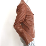 Elie Tahari Leather Blazer Brown Leather Size Medium Three-Button Jacket