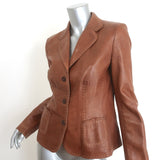 Elie Tahari Leather Blazer Brown Leather Size Medium Three-Button Jacket