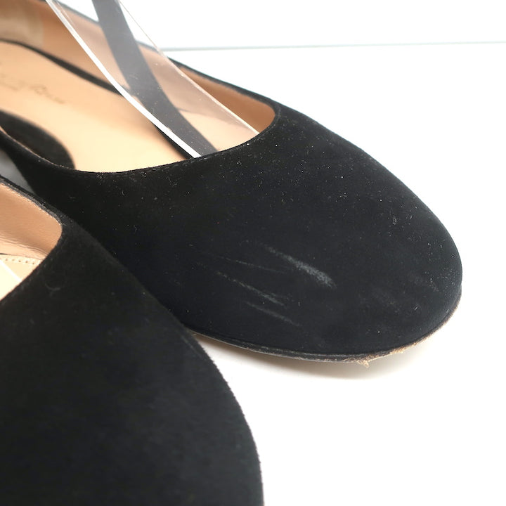 Gianvito Rossi Ankle Wrap Ballet Flats Black Suede Size 37