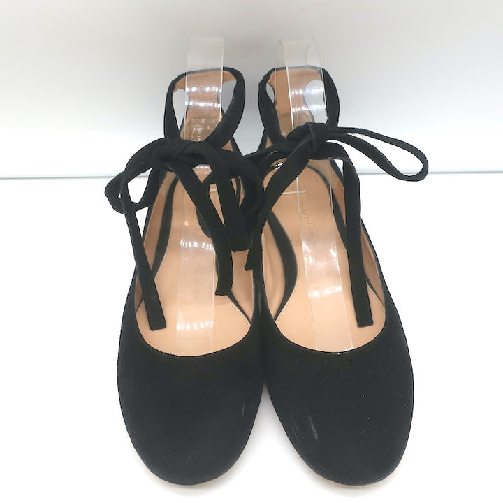 Gianvito Rossi Ankle Wrap Ballet Flats Black Suede Size 37