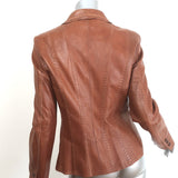 Elie Tahari Leather Blazer Brown Leather Size Medium Three-Button Jacket