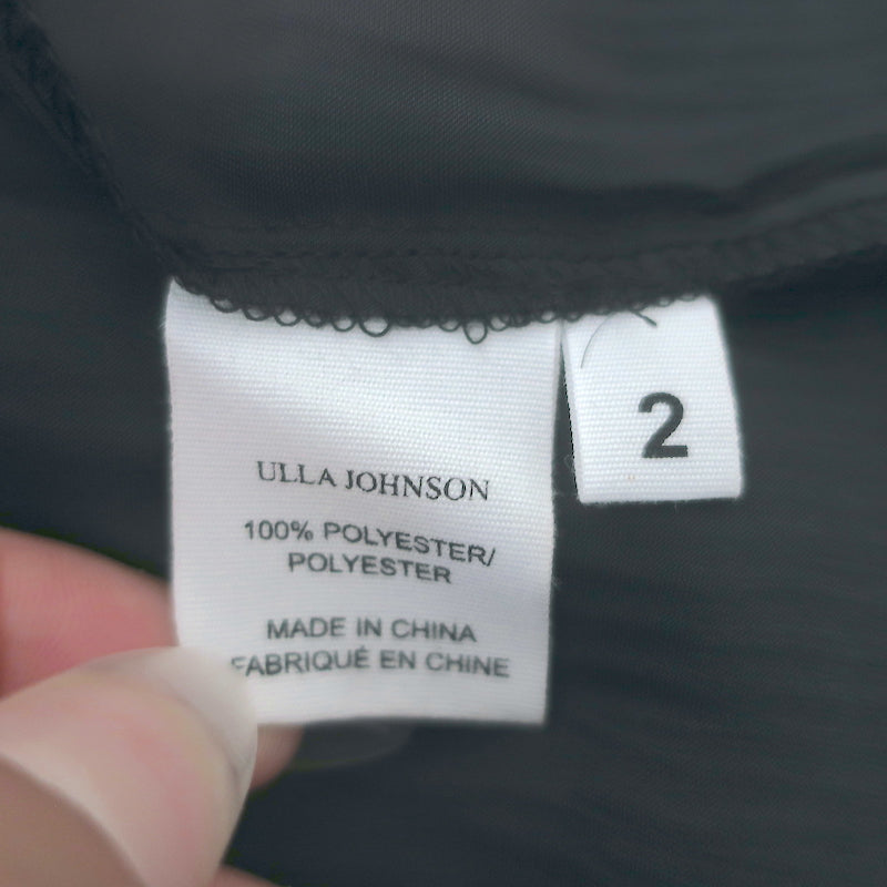 Ulla Johnson Tullia Sleeveless Midi Dress Black Pleated Satin Size 2