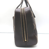 Chanel 2003 Surpique Wild Stitch Quilted Small Tote Bag Dark Brown Leather