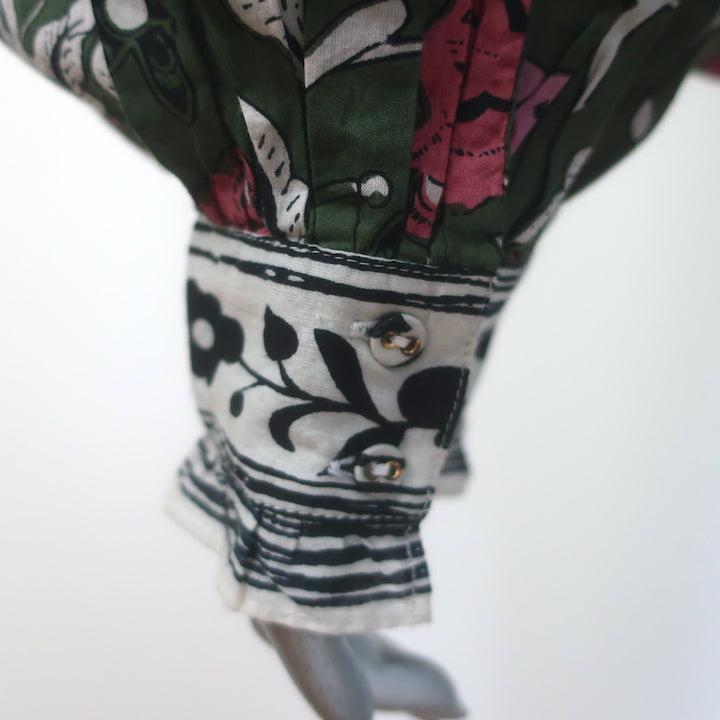Cleobella Leni Tie-Neck Blouse Dark Green Fiore Print Cotton Size Large NEW