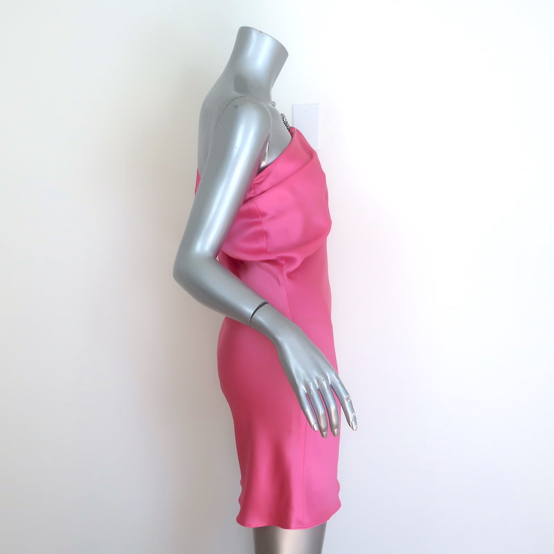 Stella McCartney Falabella Crystal-Chain Mini Dress Pink Satin Size 36 NEW