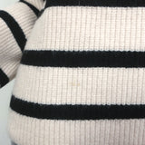 Zara Zip Turtleneck Sweater Ecru/Black Striped Knit Size Small