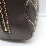 Chanel 2003 Surpique Wild Stitch Quilted Small Tote Bag Dark Brown Leather