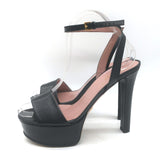 Gucci Platform Ankle Strap Sandals Black Leather Size 37.5