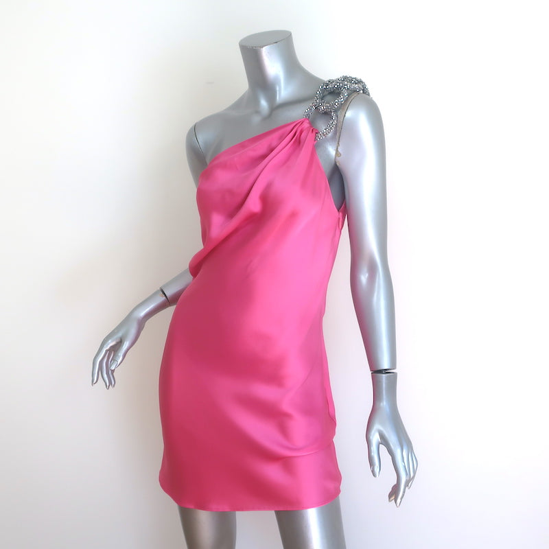 Stella McCartney Falabella Crystal-Chain Mini Dress Pink Satin Size 36 NEW