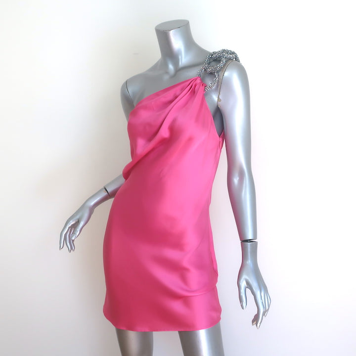 Stella McCartney Falabella Crystal-Chain Mini Dress Pink Satin Size 36 NEW