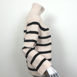Zara Zip Turtleneck Sweater Ecru/Black Striped Knit Size Small