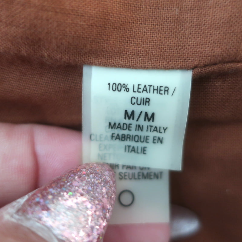 Elie Tahari Leather Blazer Brown Leather Size Medium Three-Button Jacket