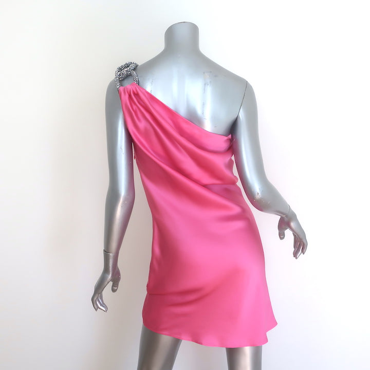 Stella McCartney Falabella Crystal-Chain Mini Dress Pink Satin Size 36 NEW