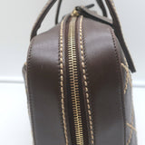 Chanel 2003 Surpique Wild Stitch Quilted Small Tote Bag Dark Brown Leather