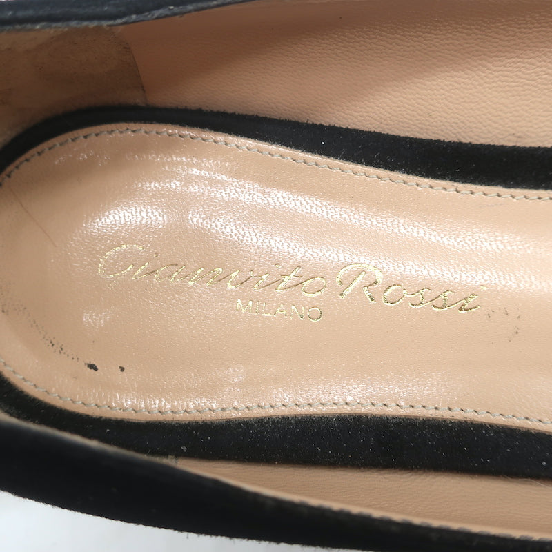 Gianvito Rossi Ankle Wrap Ballet Flats Black Suede Size 37