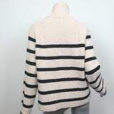 Zara Zip Turtleneck Sweater Ecru/Black Striped Knit Size Small