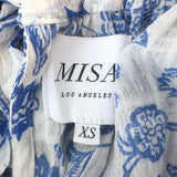 MISA Paola Off the Shoulder Midi Dress Blue Crush Toile Print Size Extra Small