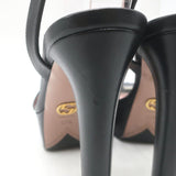 Gucci Platform Ankle Strap Sandals Black Leather Size 37.5