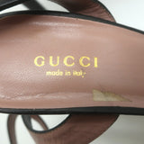 Gucci Platform Ankle Strap Sandals Black Leather Size 37.5