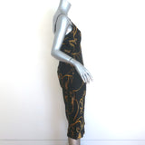 L'Agence Jodie Tiger Print Midi Slip Dress Black/Gold Silk Satin Size 0 NEW